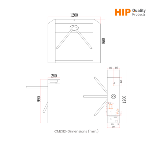 HIP เครื่องกั้นทางเดิน (Turnstile) CMZ112
